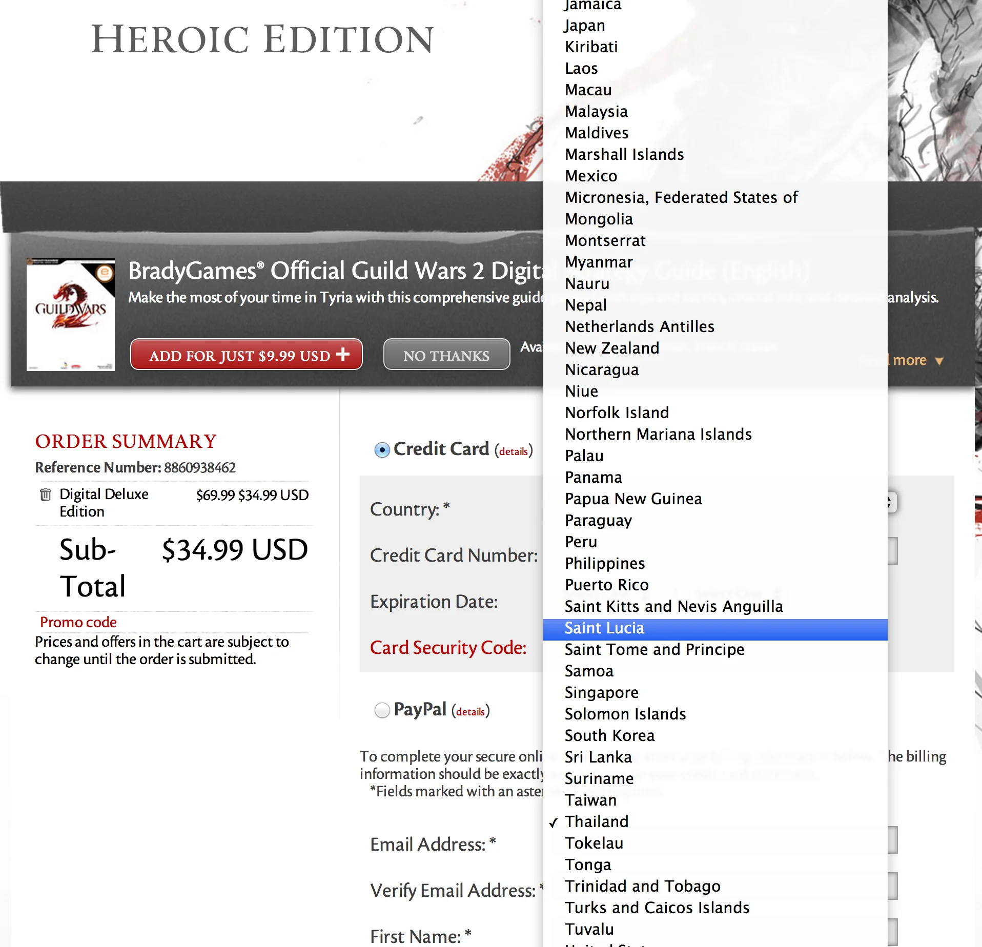 Guildwars 2 won't let me pick Great Britain as a country..