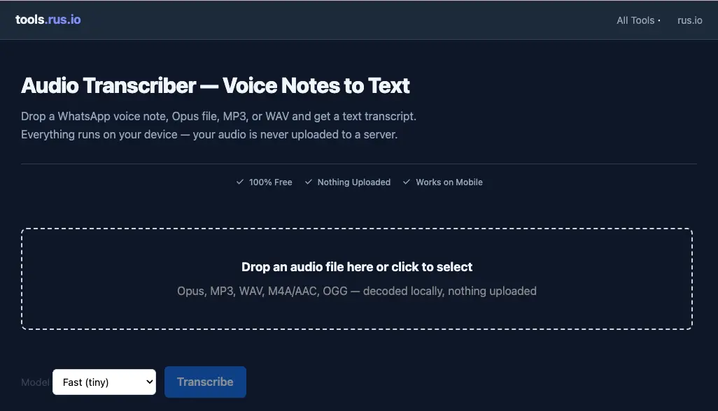WhatsApp Voice Notes, CD Rips, And Thirteen Browser Tools I Just Shipped